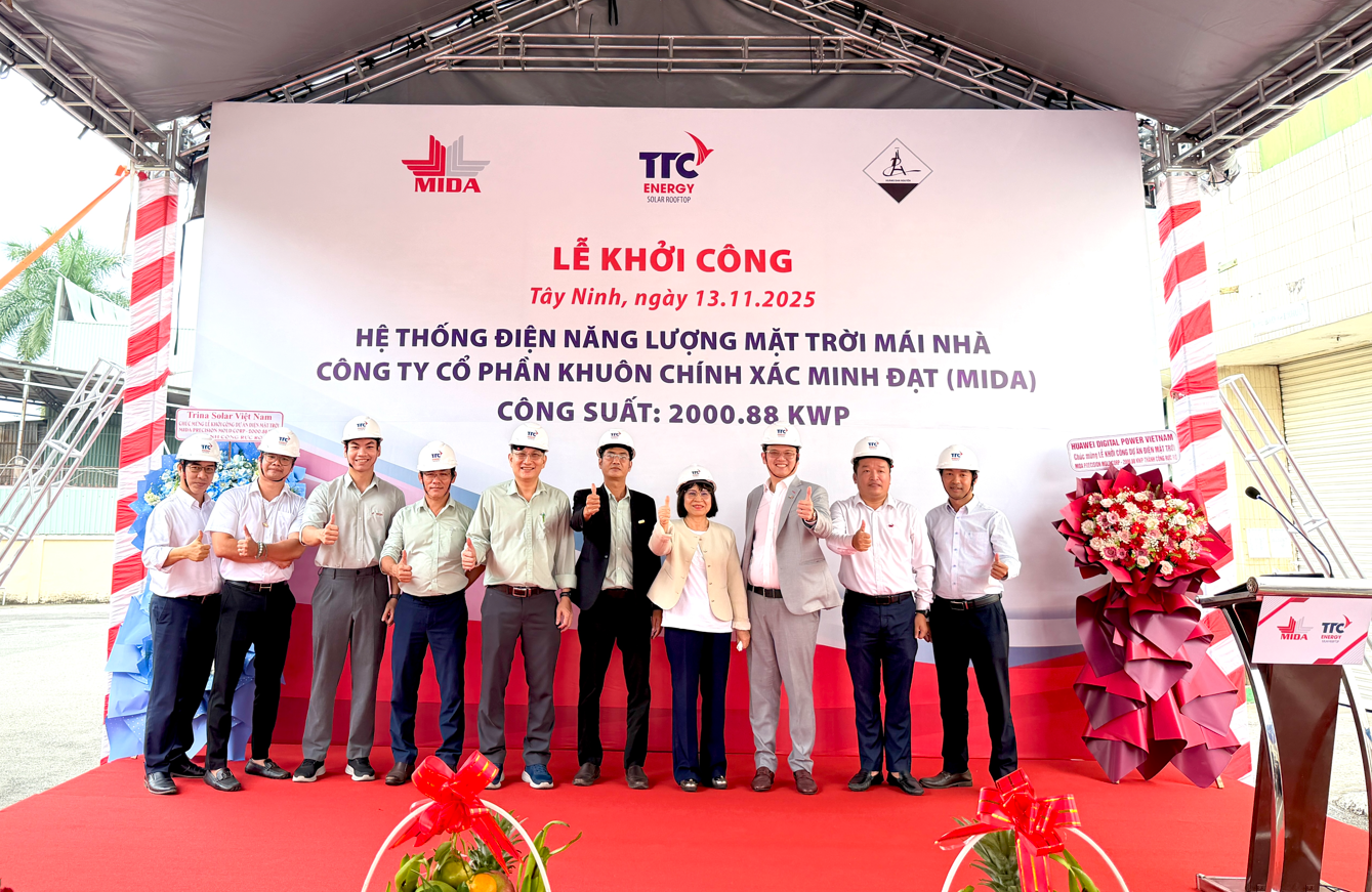 TTC Energy khởi công dự án điện mặt trời mái nhà 2 MWp tại nhà máy MIDA
